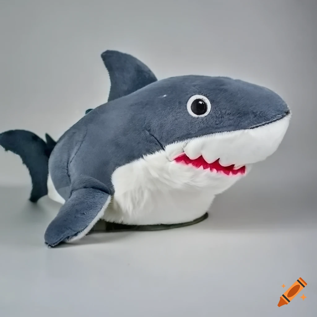 professional photo of a cute shark stuffed animal