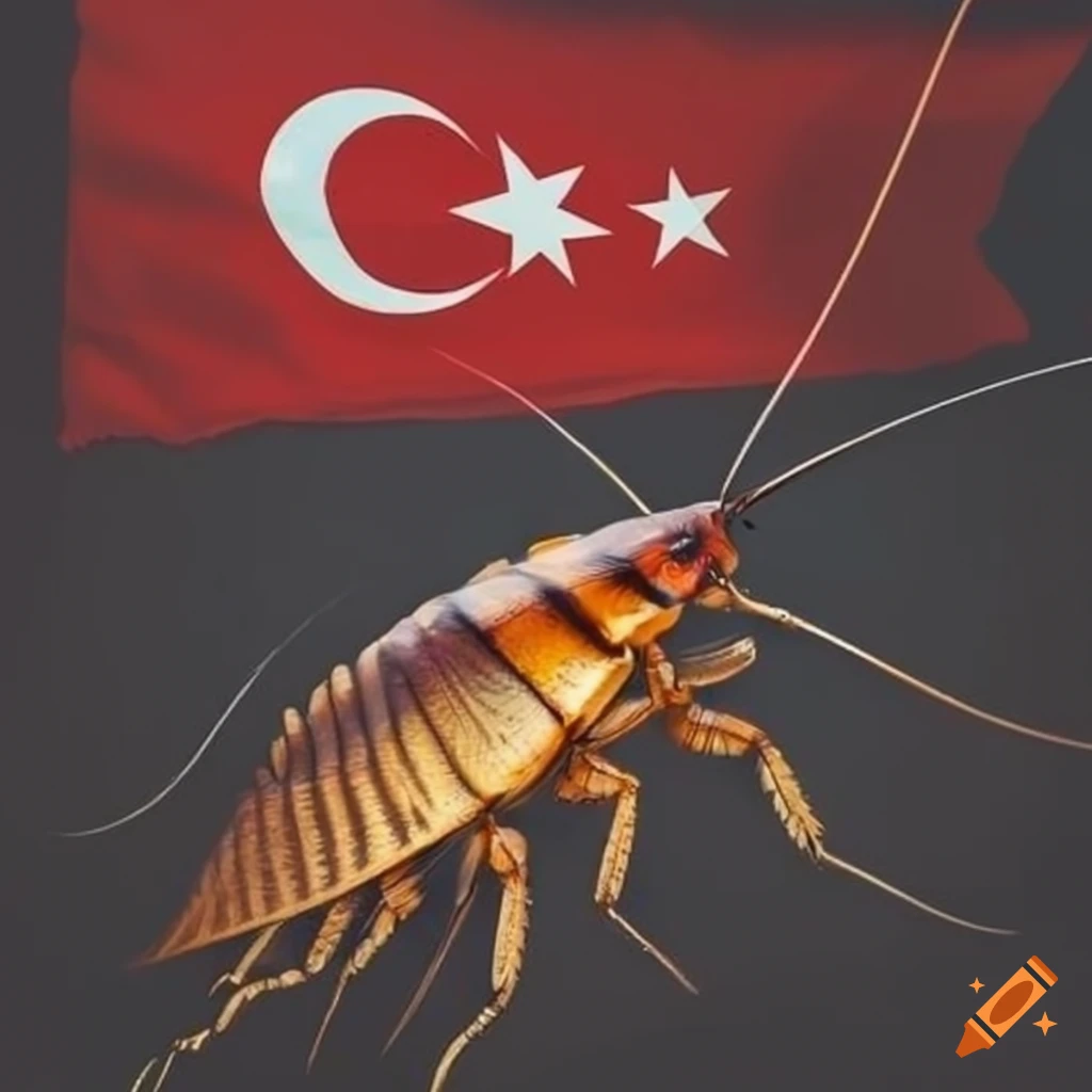 symbolic illustration of a cockroach representing Turkish deity