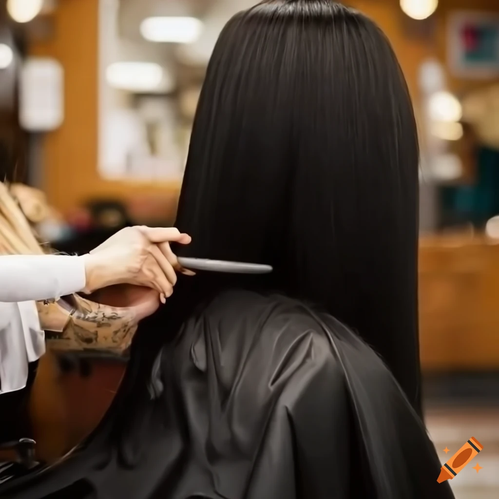 girl waiting for haircut in a barber shop