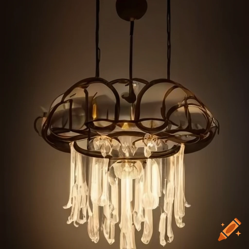 Chandelier with organic glass design on Craiyon