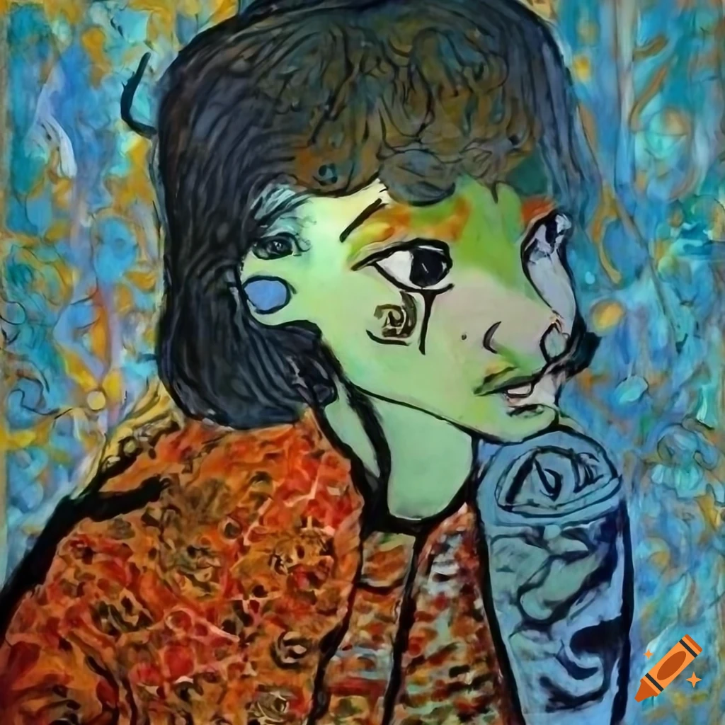 Abstract oil painting of a portrait in art nouveau style on Craiyon