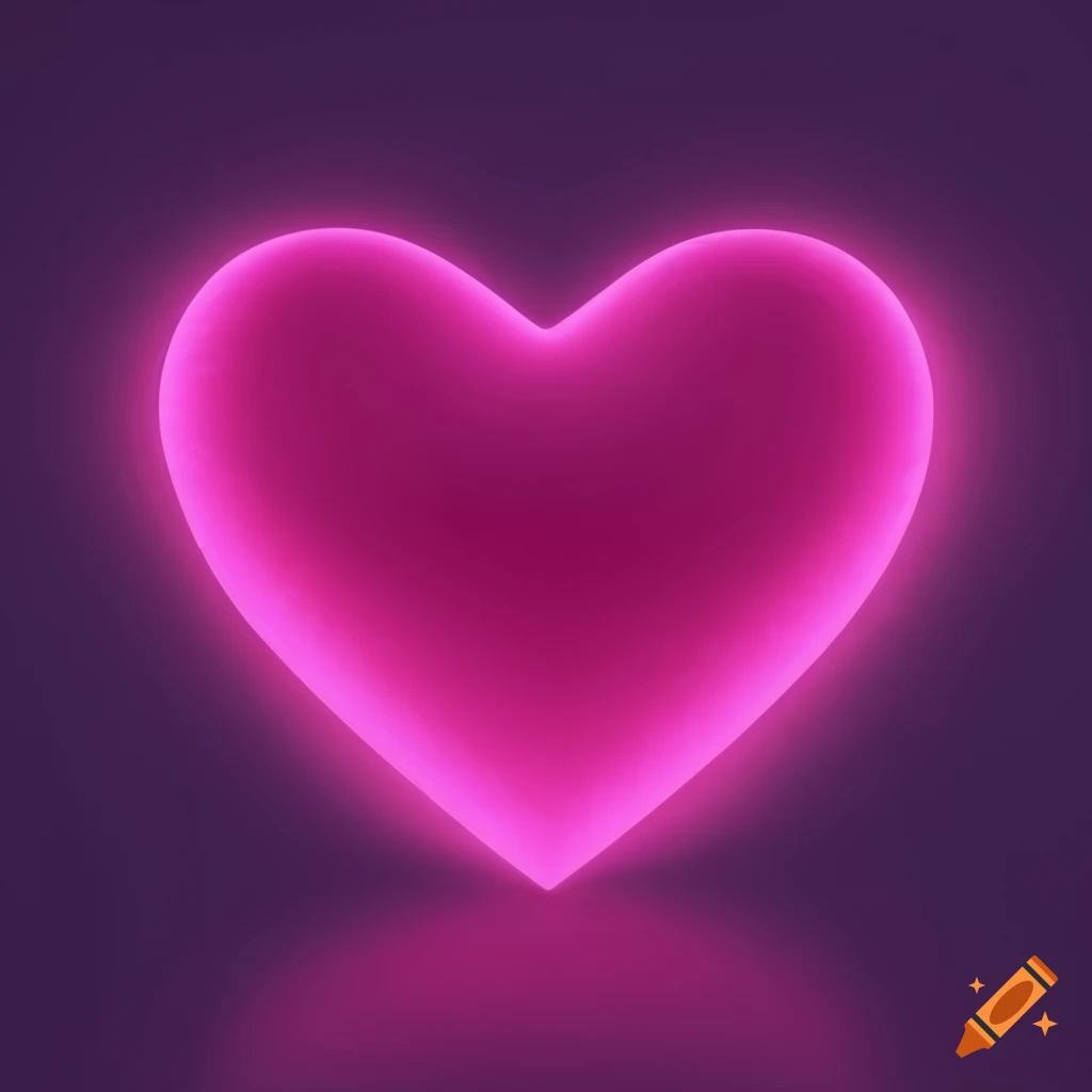 pink glowing heart in 3D render