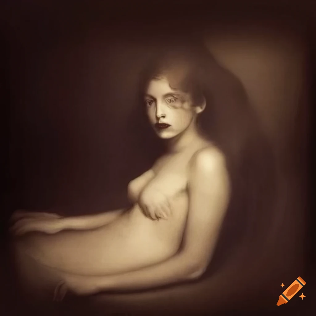 sensual mezzotint art inspired by Klimt, Titian, and Bocklin