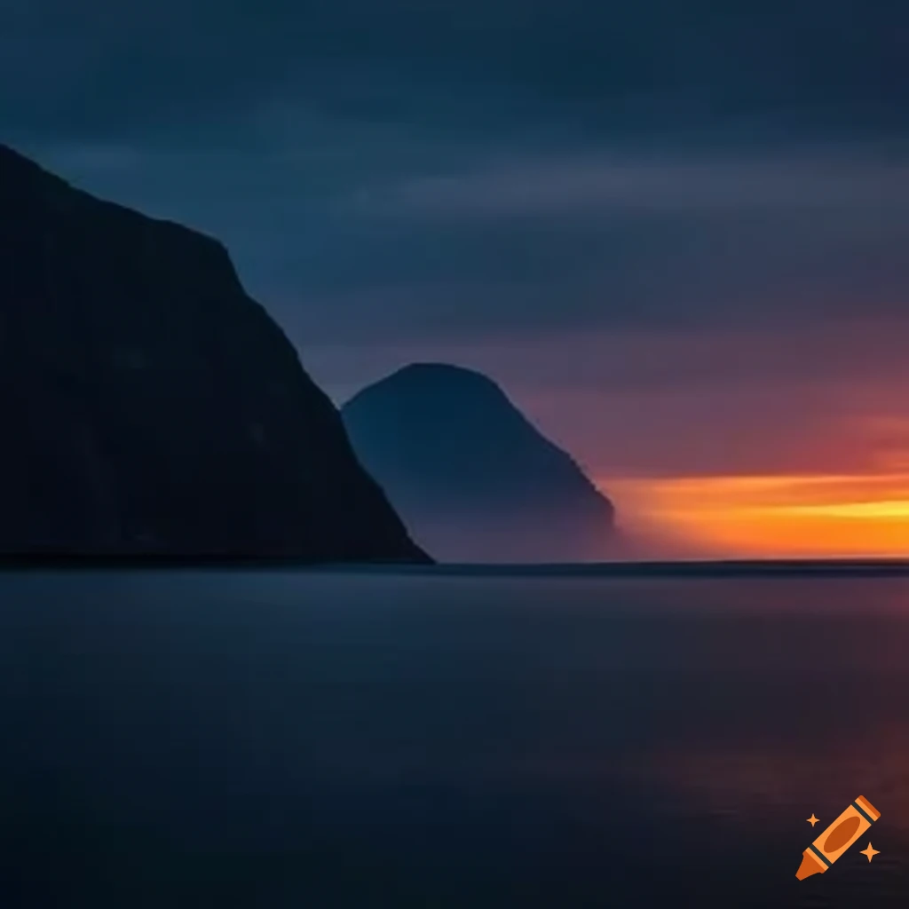 sunset view of a medieval coastal town near a fjord