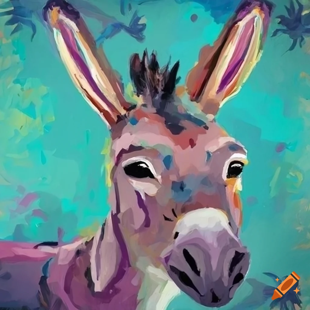 colorful painting of a cute donkey
