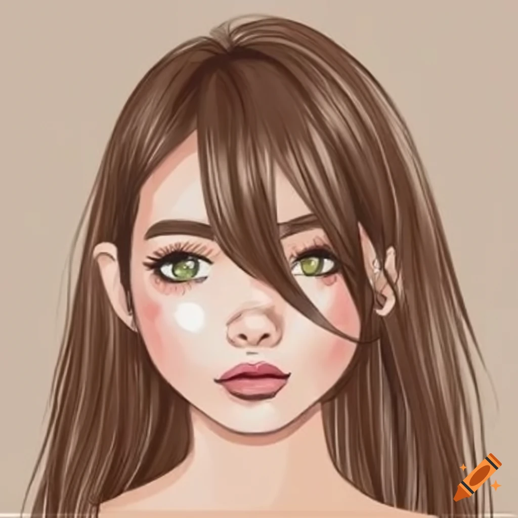 anime girl with brown hair and green eyes