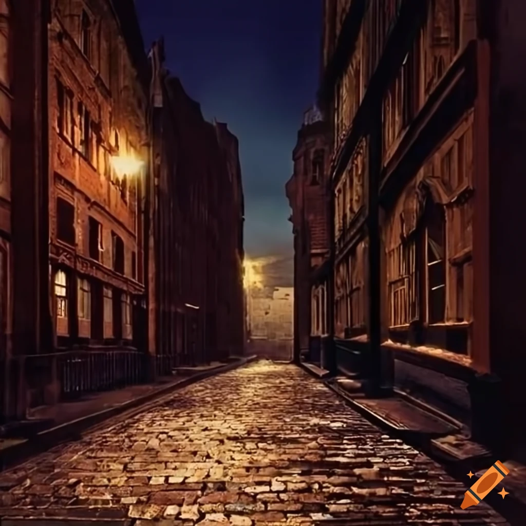 Victorian era depiction of a deserted London street