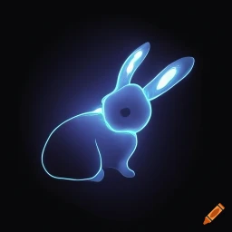Line art of a glowing rabbit on black background on Craiyon