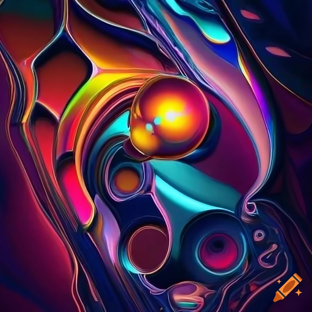 2D vector abstract painting with metallic surfaces on Craiyon
