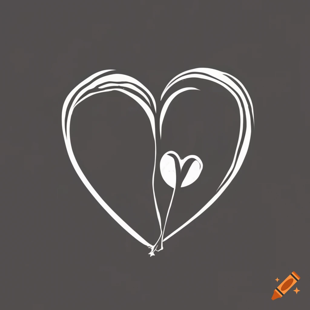 black and white tulip logo with heart