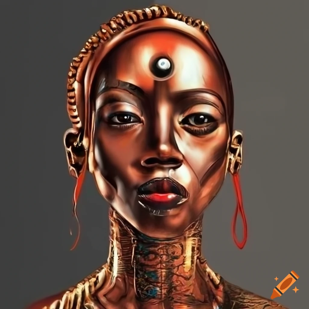surrealism abstract artwork inspired by African cyborg tribe