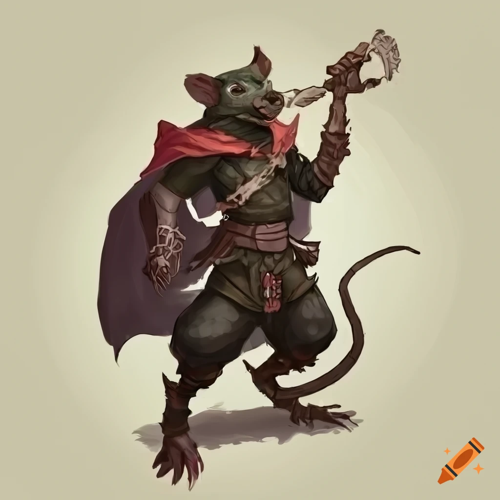 Character art of a ratfolk rogue on Craiyon