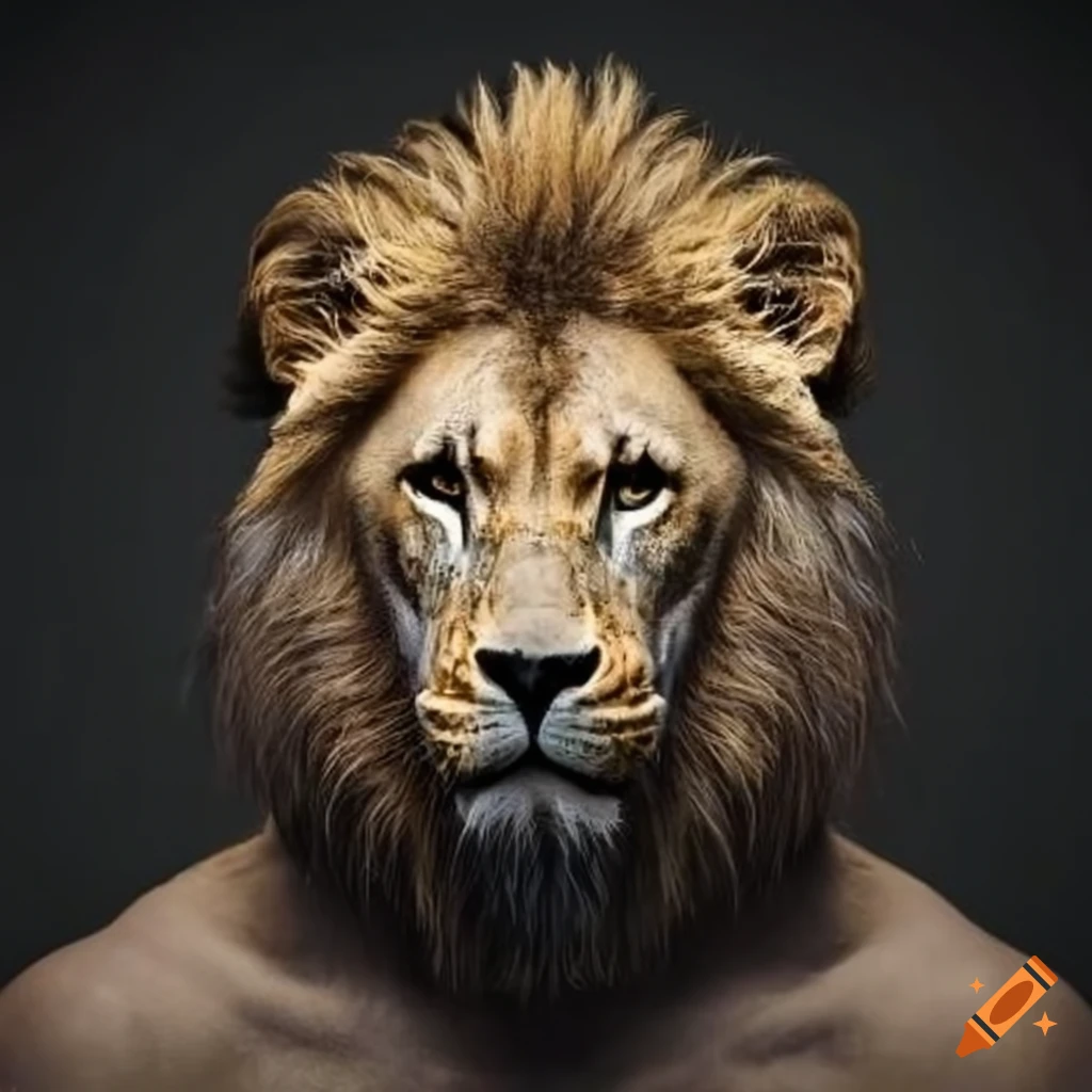 digital artwork of a man with a lion head