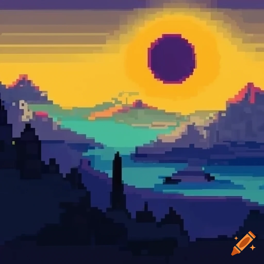 pixelart of a beautiful landscape