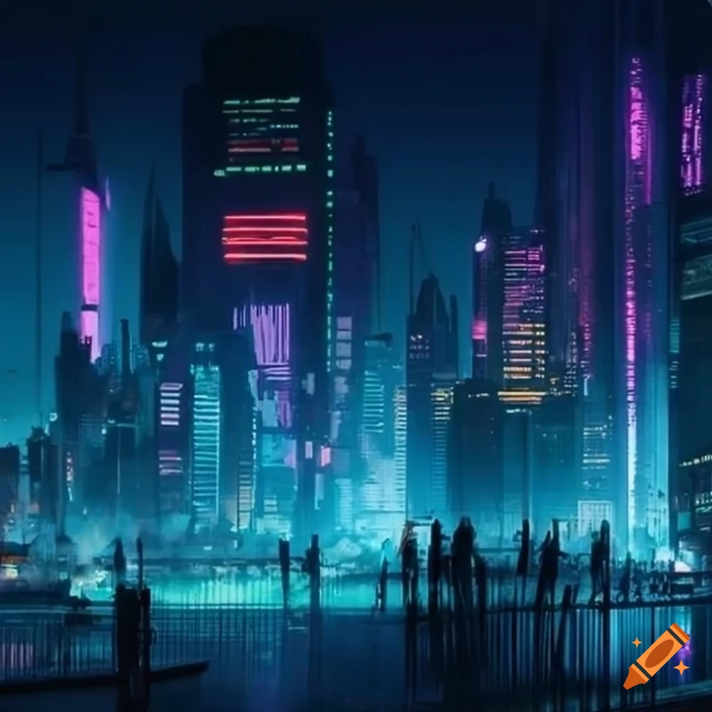 neon-lit cyberpunk city