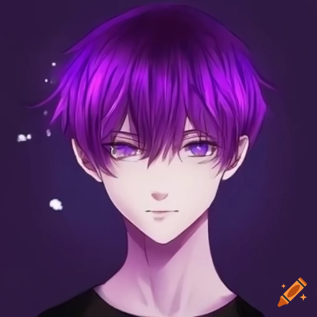profile picture of an enchanting purple anime boy