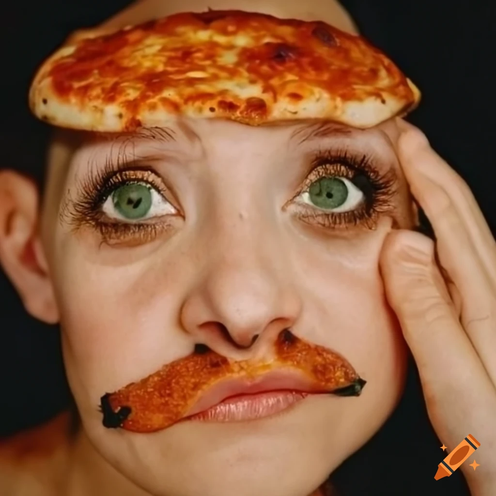 Funny pizza with pepperoni eyes and mushroom nose on Craiyon