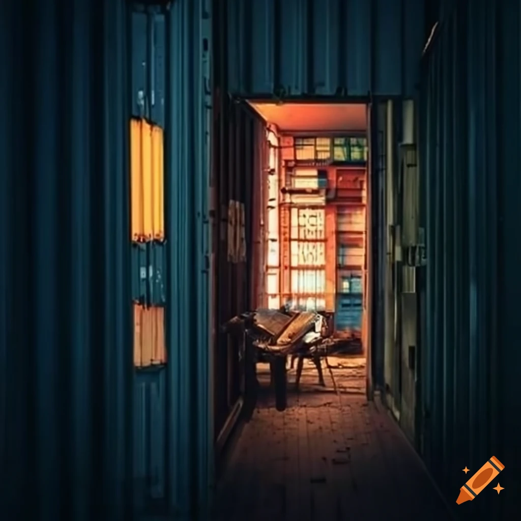 urban gun store with shipping containers