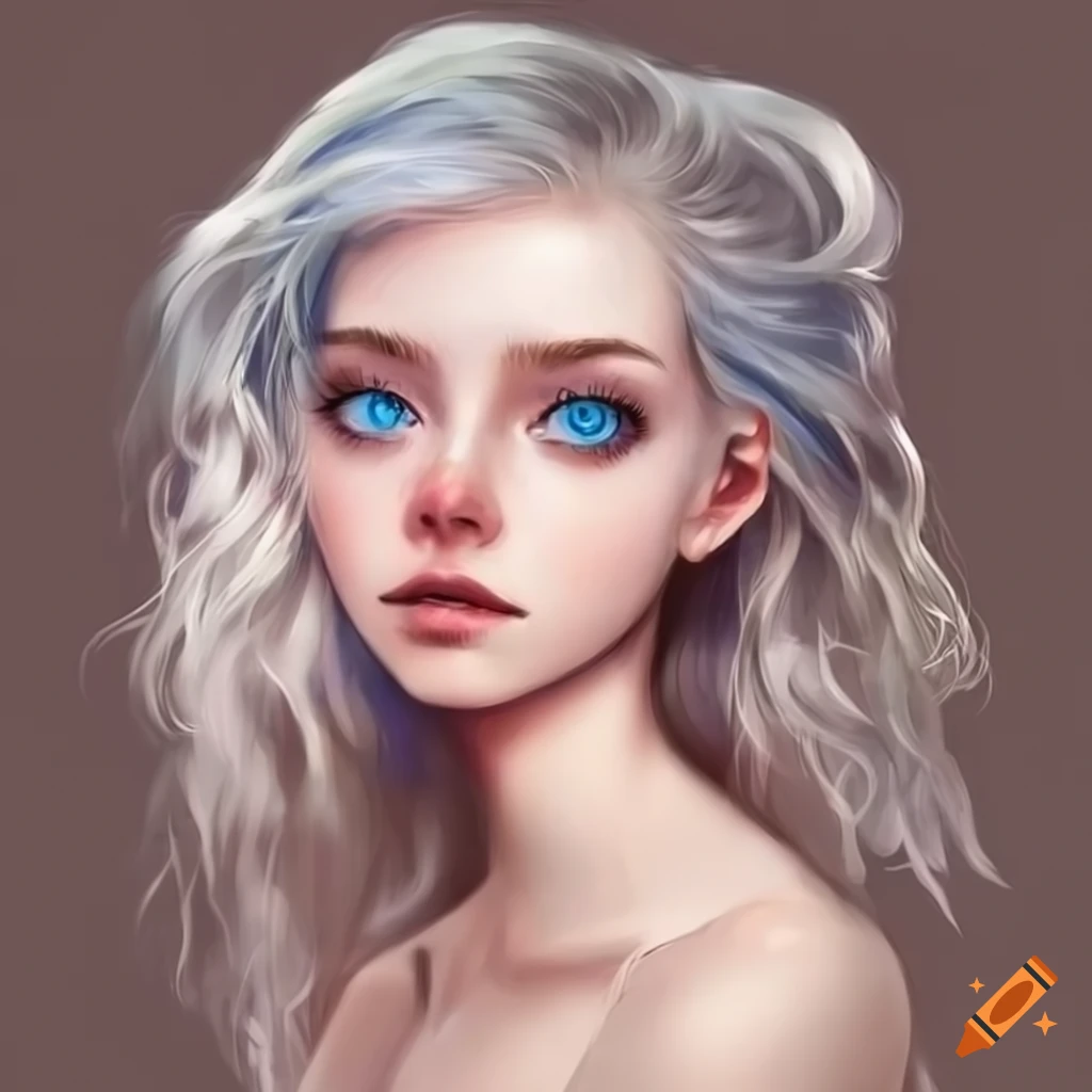 portrait of a girl with blue eyes and shoulder-length hair