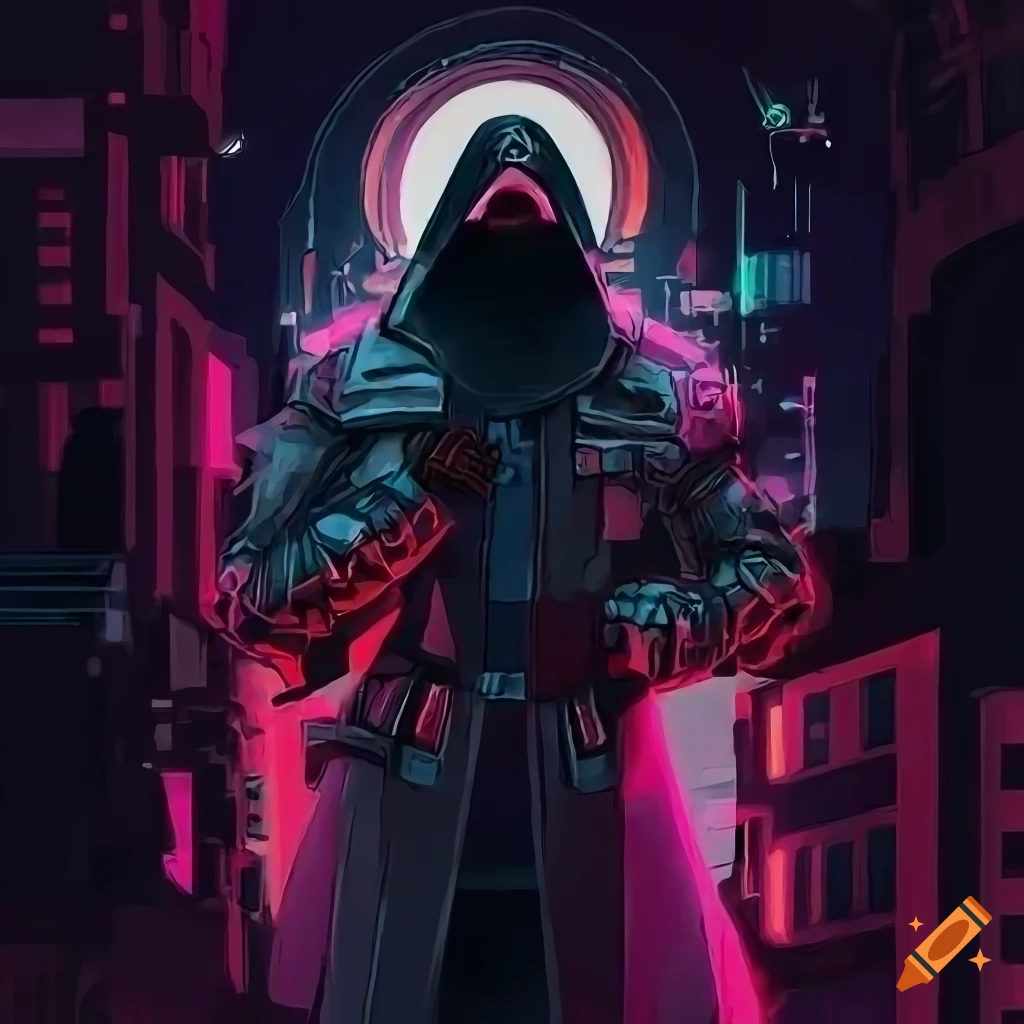 cyberpunk warrior in a dystopian city