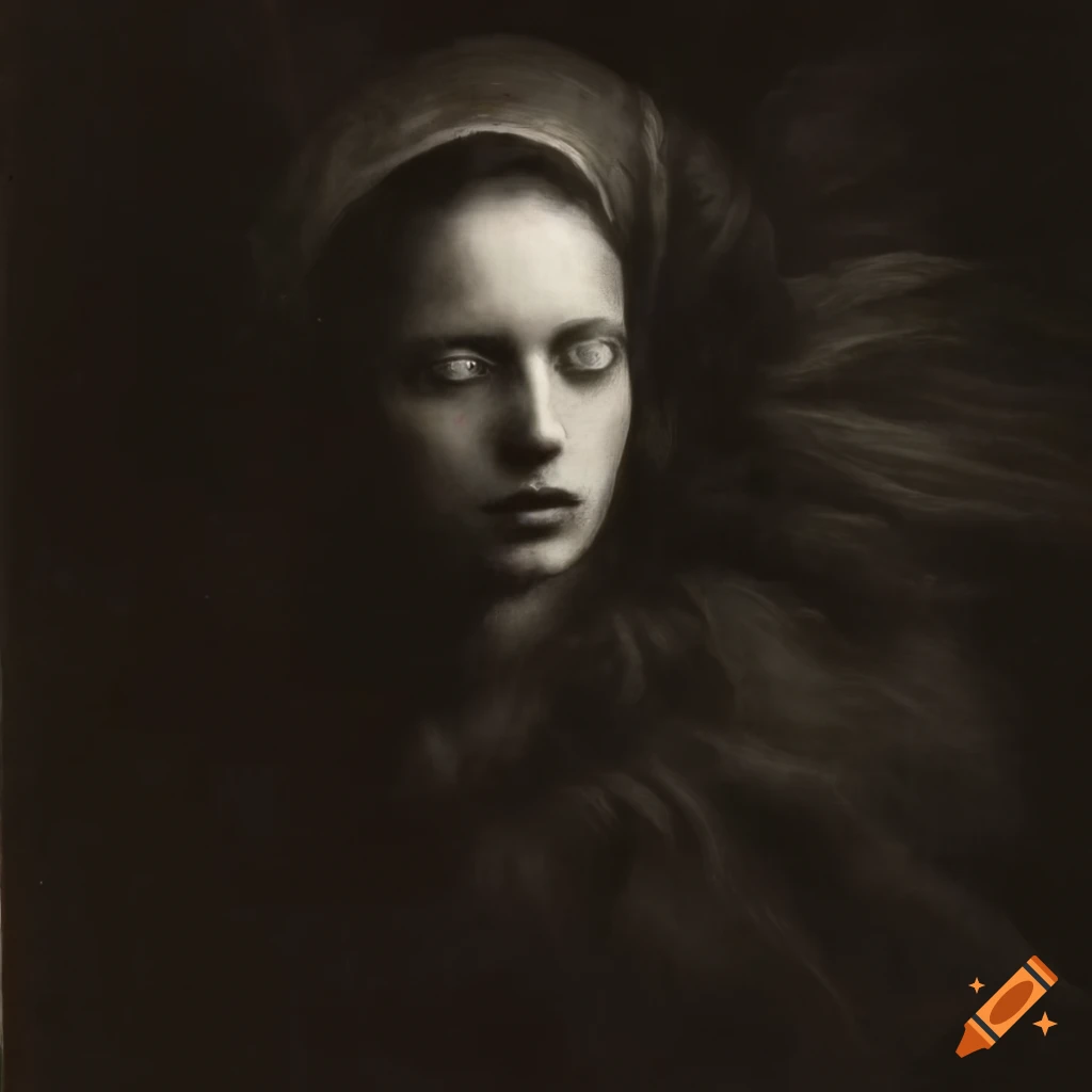 mezzotint of a stunning female portrait