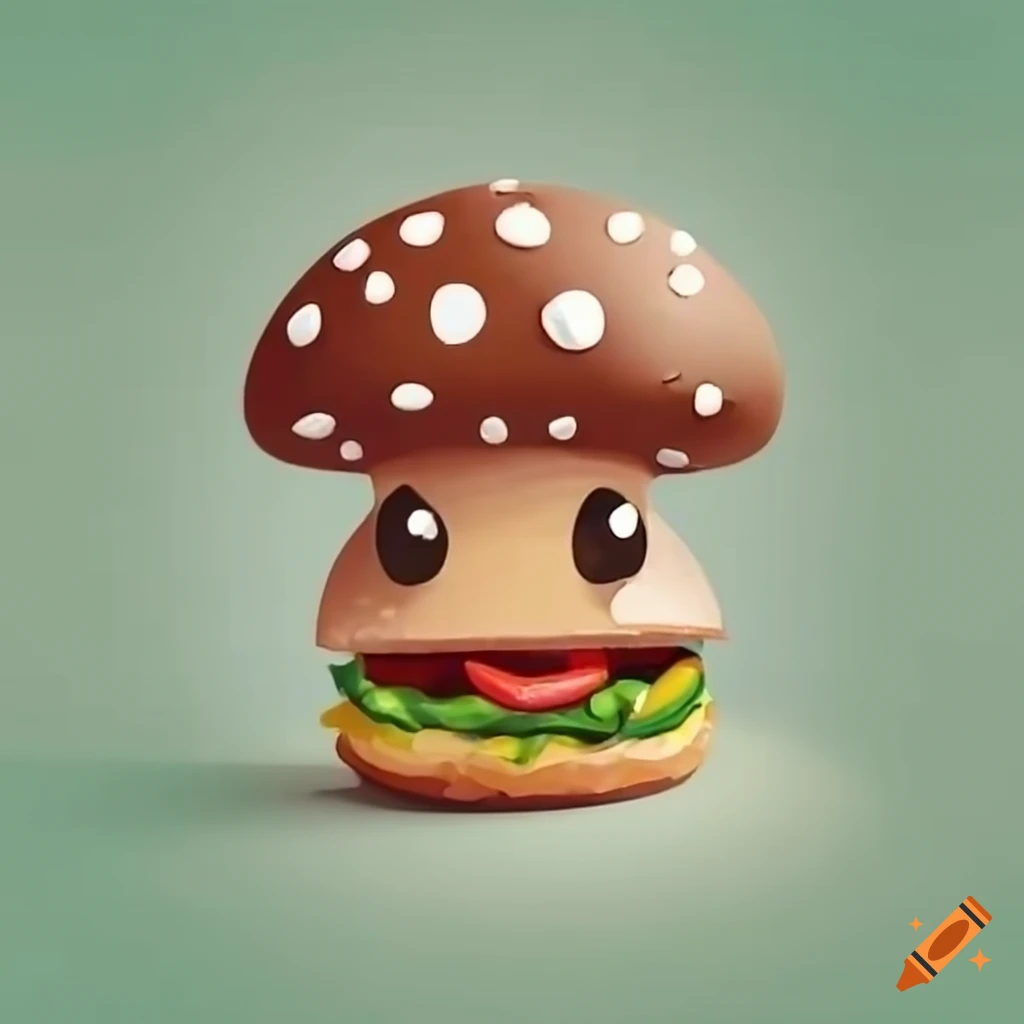 mouth-watering mushroom-shaped hamburger with sesame