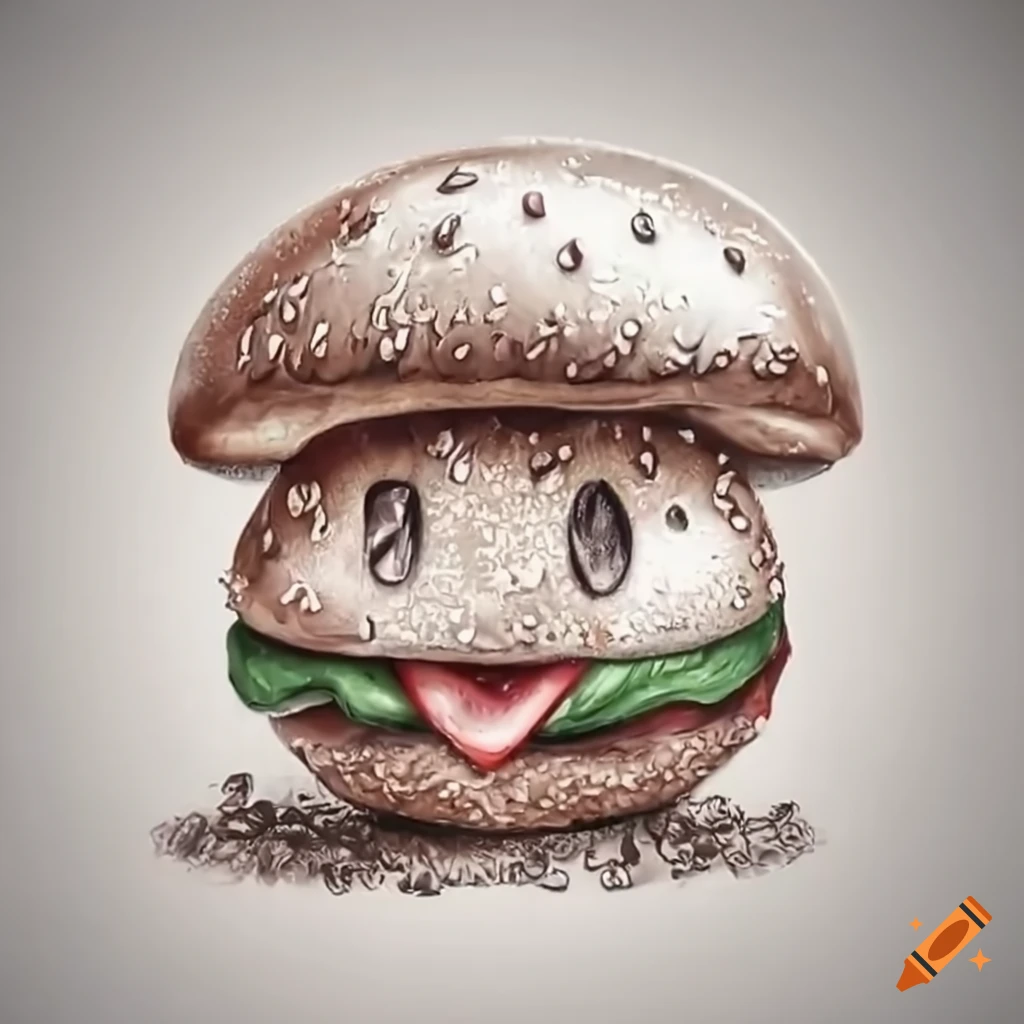 mushroom shaped hamburger with sesame seeds
