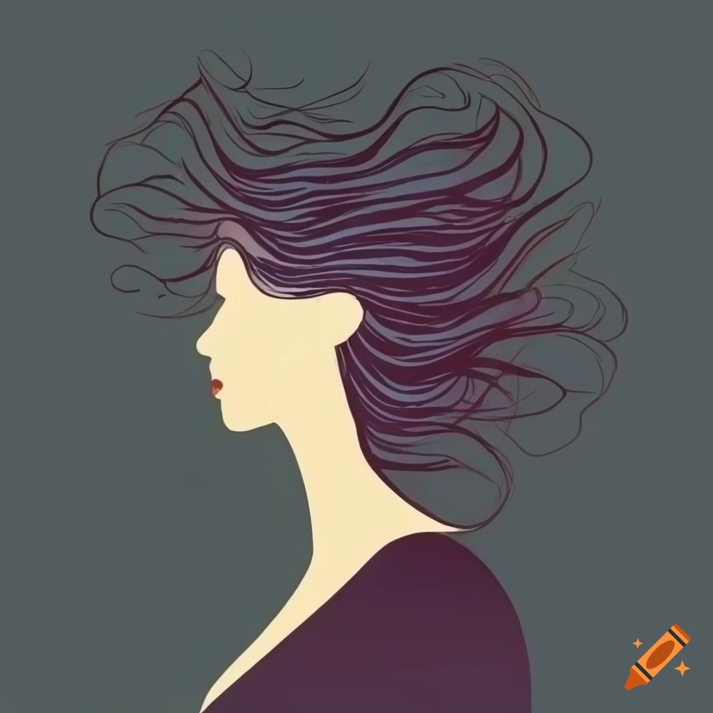 silhouette of a woman with flowing hair