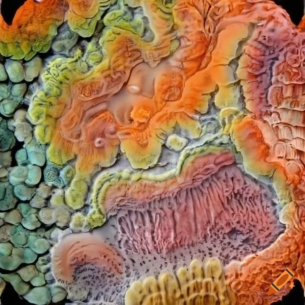 colorful textures of diverse mold and fungi