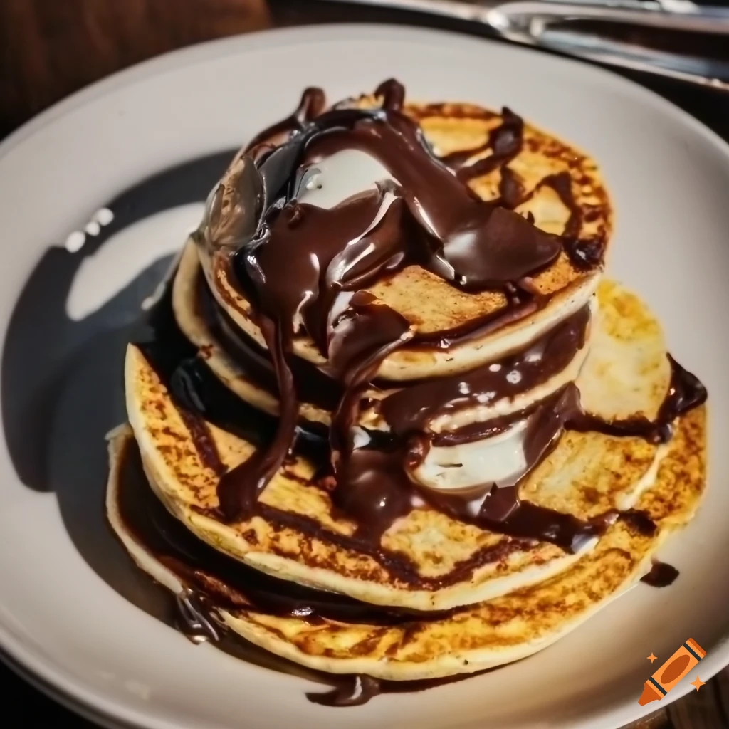 delicious pancakes with melted chocolate