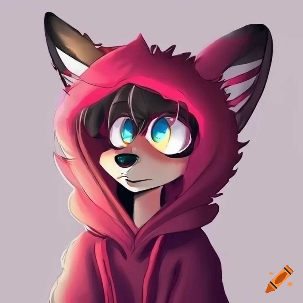 Female skunk wearing cherrycolored hoodie on Craiyon