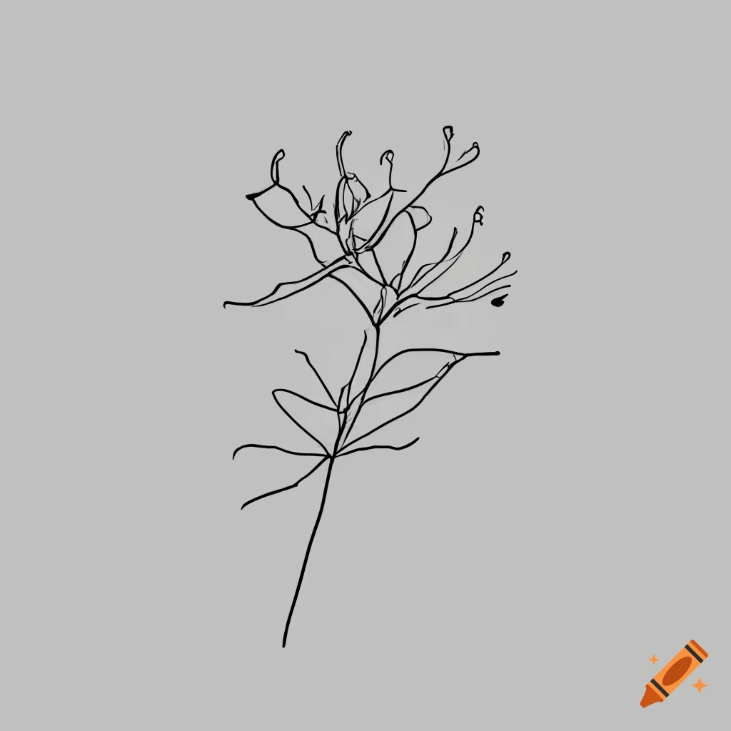 Minimalistic handdrawn honeysuckle outline on Craiyon