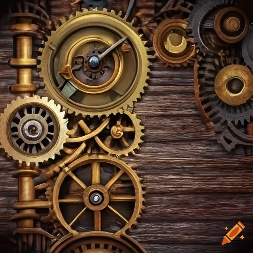 seamless steampunk background with gauges, pipes, and gears