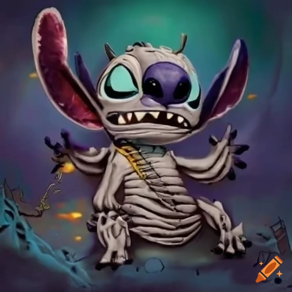 Stitch dressed as jack skellington on Craiyon