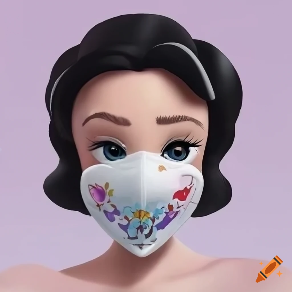 Snow White wearing a white face mask