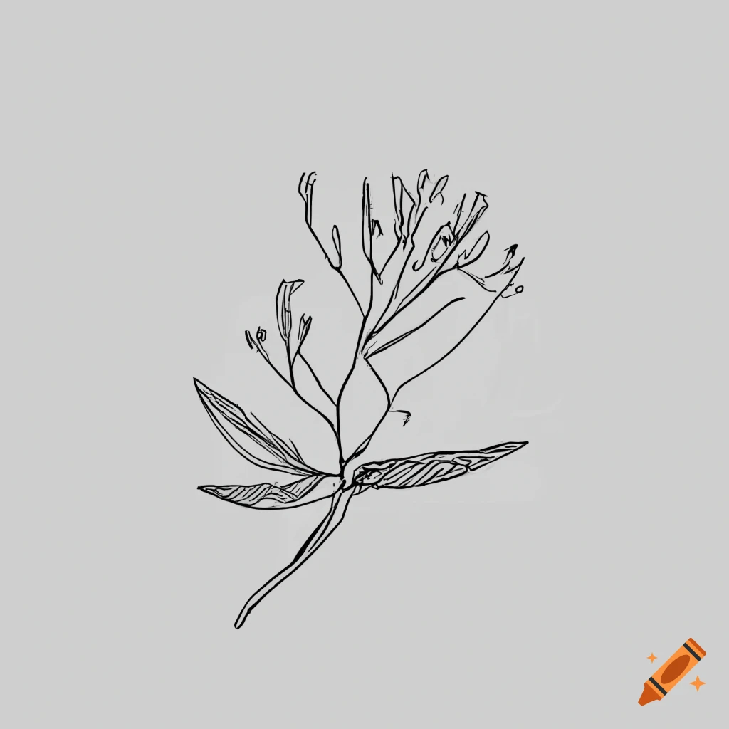 Minimalistic handdrawn honeysuckle outline on Craiyon