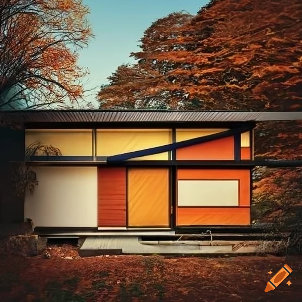 modern midcentury house with stained glass and wood siding