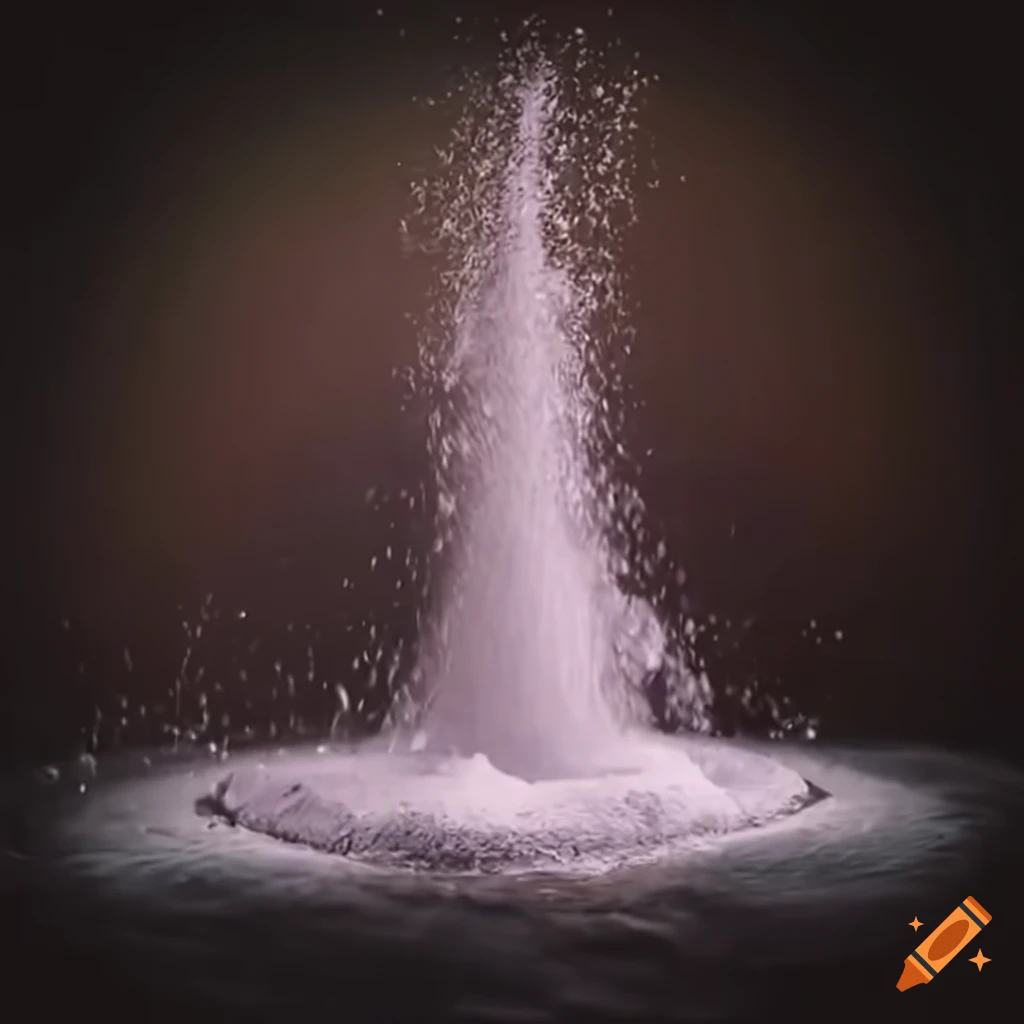 powder flowing through a tube into a fountain