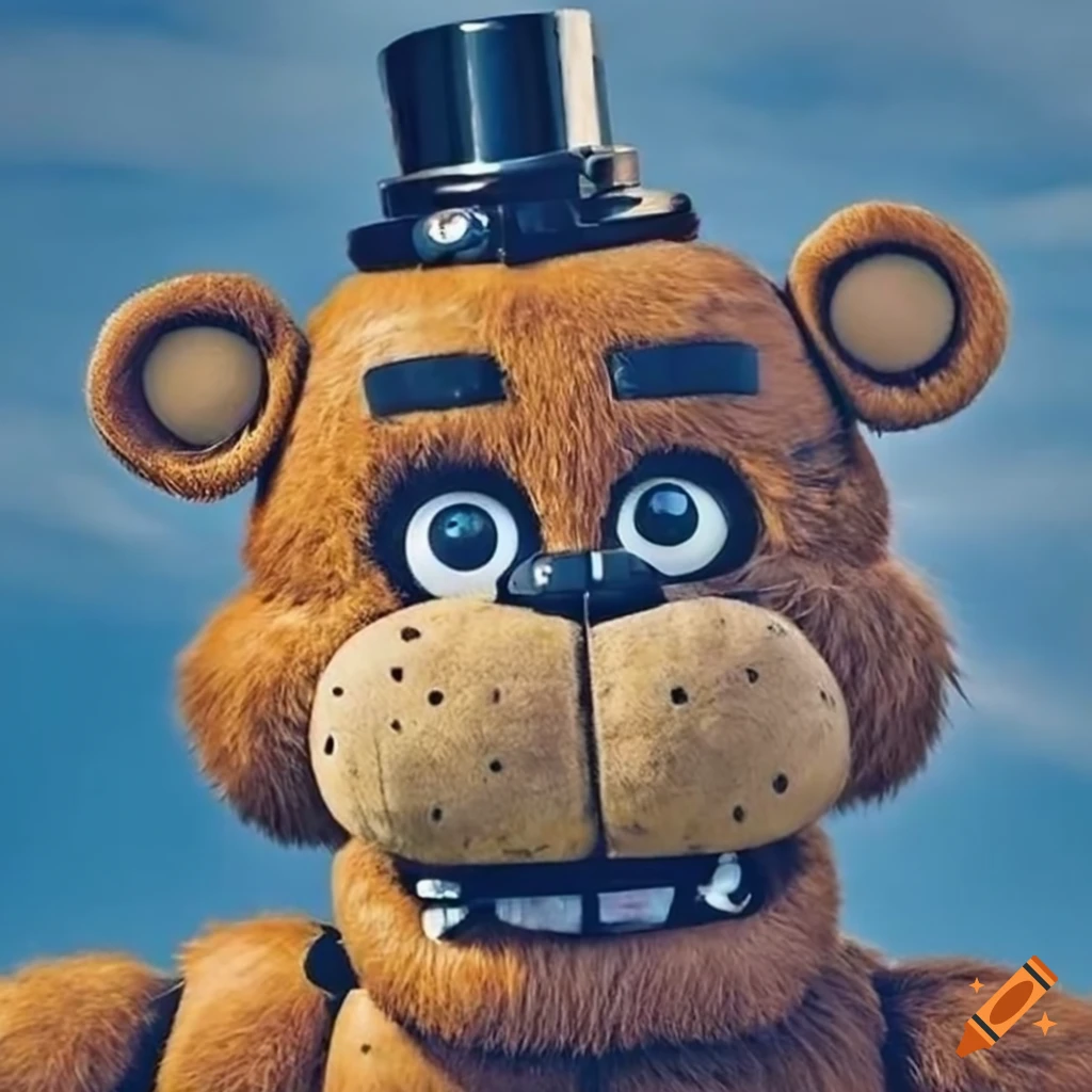 Close-up of smiling Freddy Fazbear puppet on Craiyon