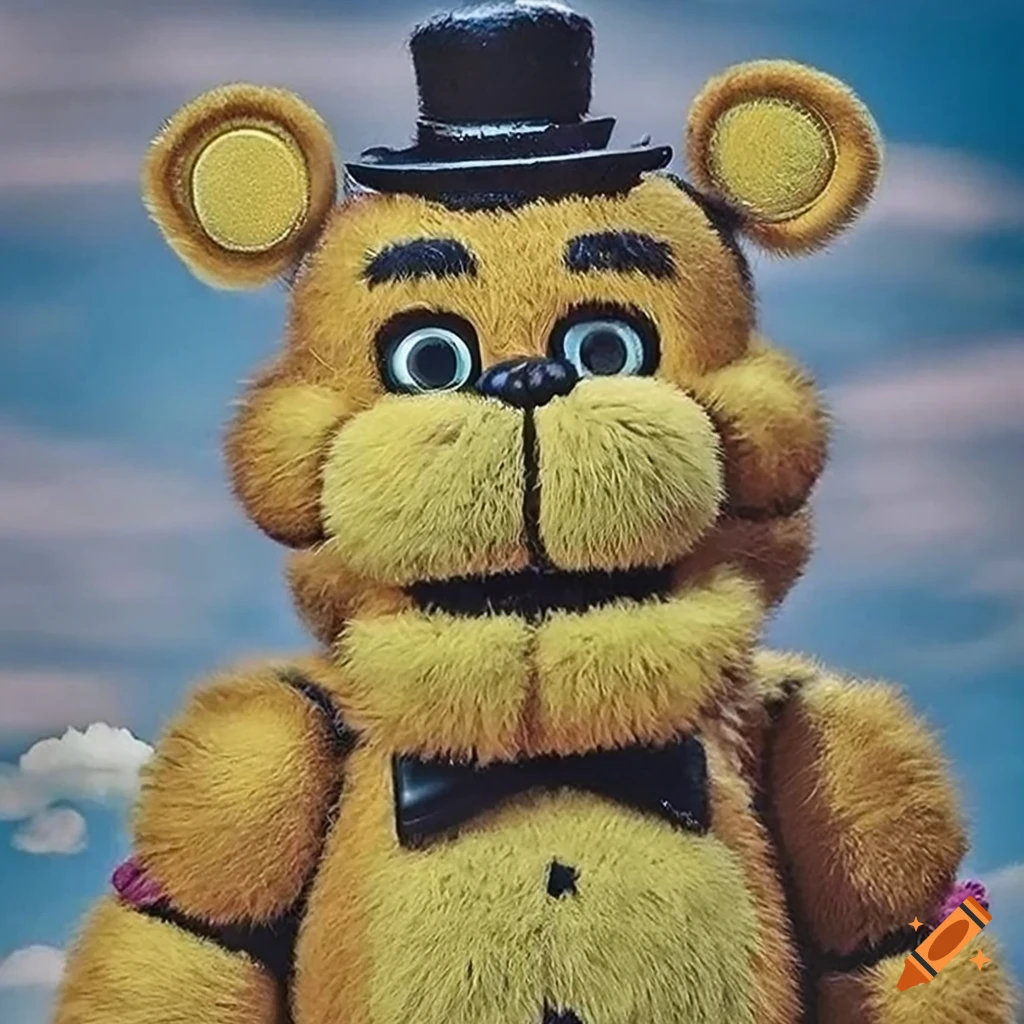 Adorable close-up of a smiling Golden Freddy puppet on Craiyon