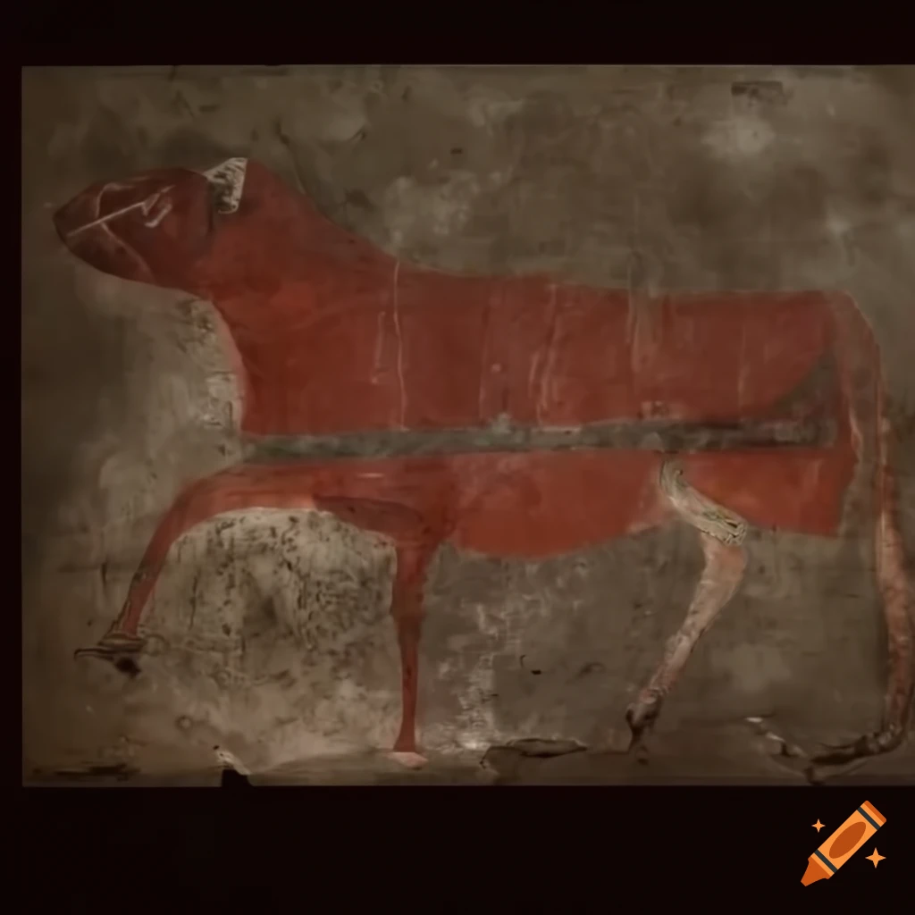 Unreal Engine 5 fresco of a white auroch on wall
