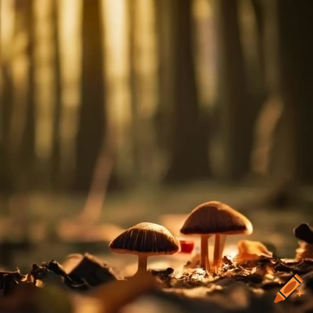 mysterious forest landscape with hidden fungi