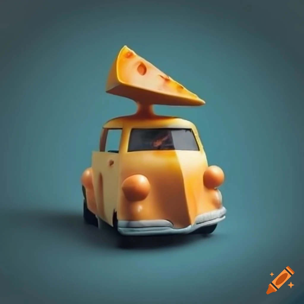 Creative concept of a car made of cheese on Craiyon