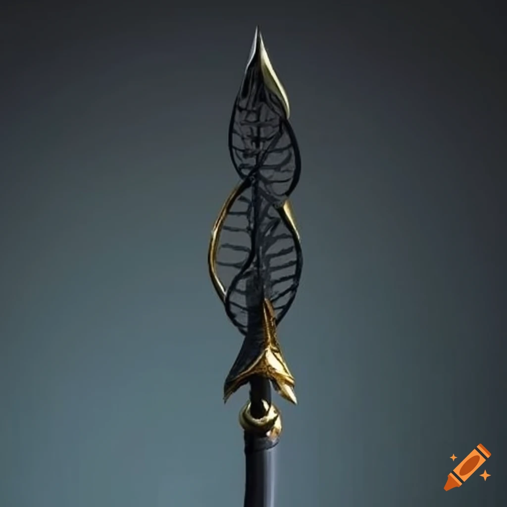golden and black double helix spear