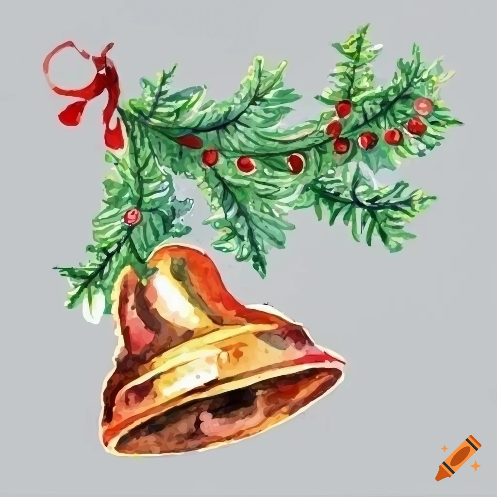 watercolor illustration of Christmas bells