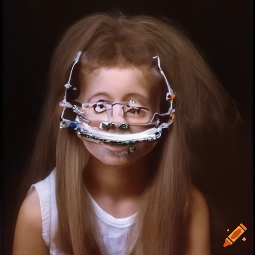 portrait of a girl with orthodontic headgear