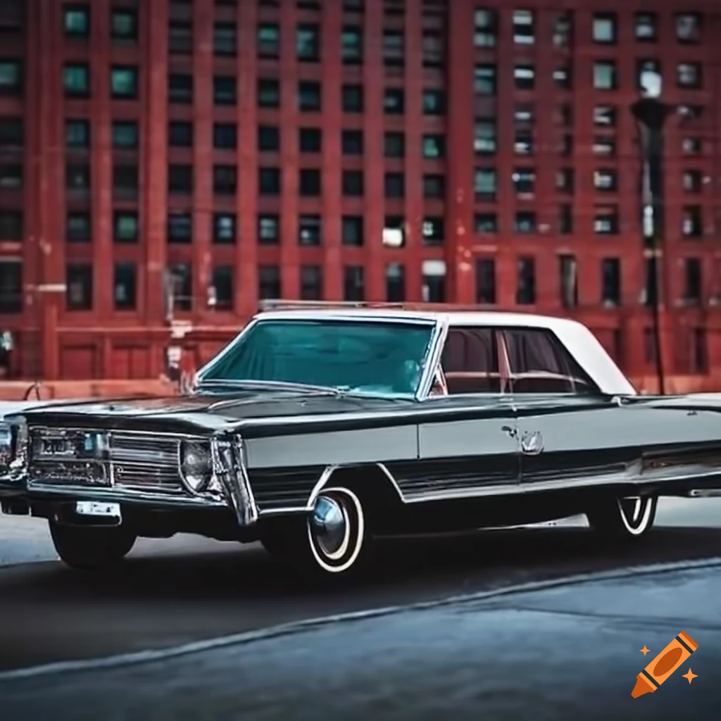 black Chrysler Crown Imperial parked in downtown Detroit