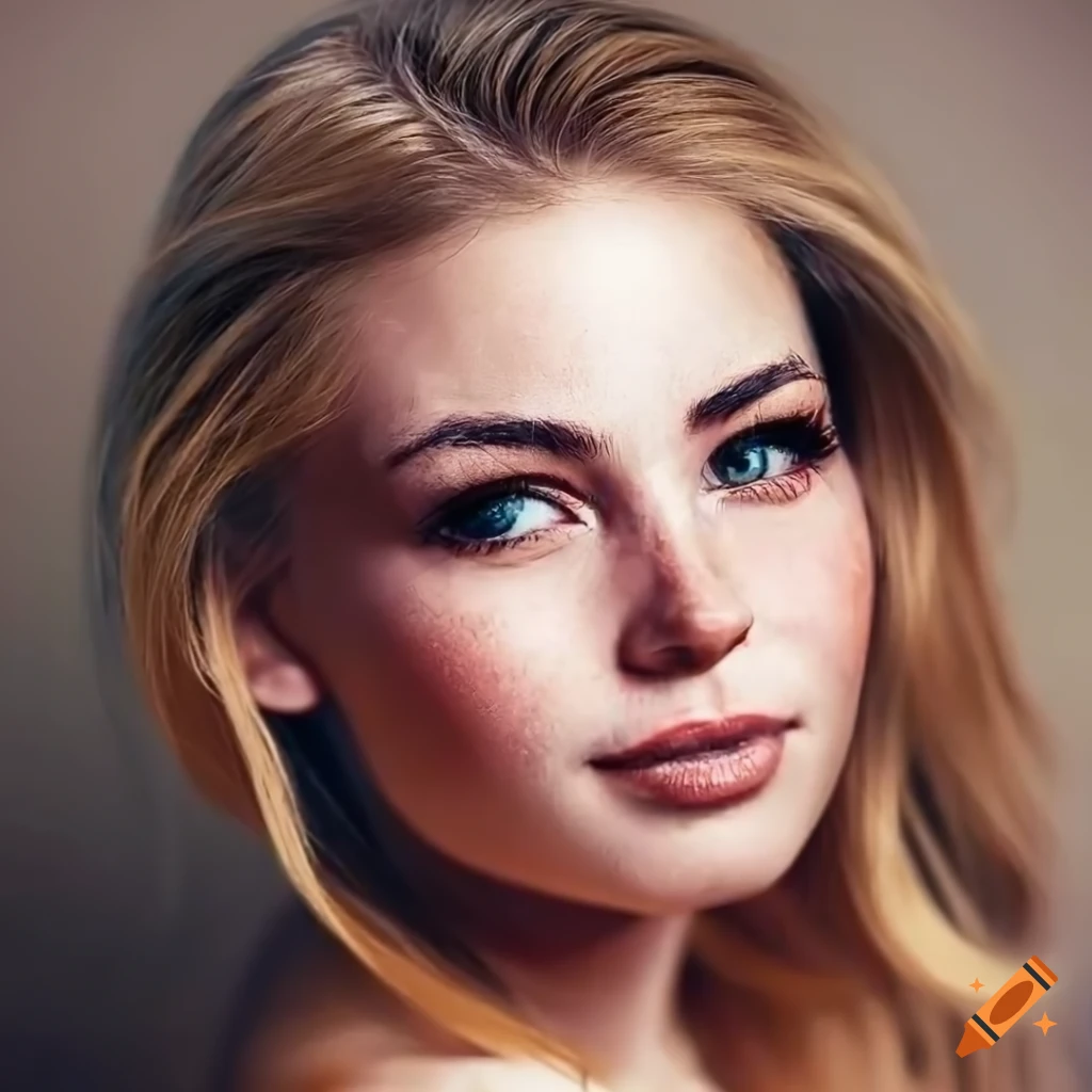 high-resolution portrait of a beautiful blond woman with freckles