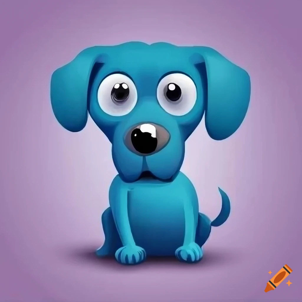 cartoon blue dog with water element