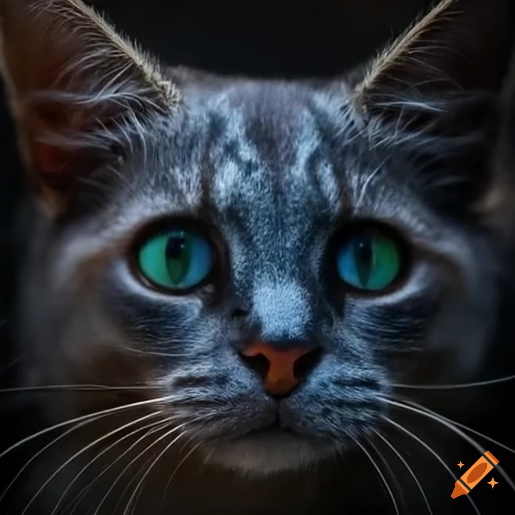 digital art of a blue cat in a fantasy world